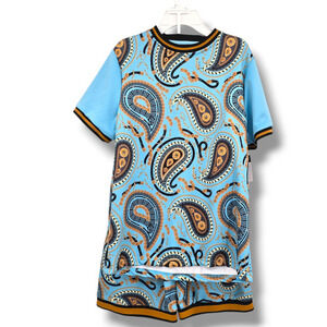 NEW G-Net Boys‎ Paisley Metallic Gold Detail T-Shirt And Shorts Size XL (16/18)
